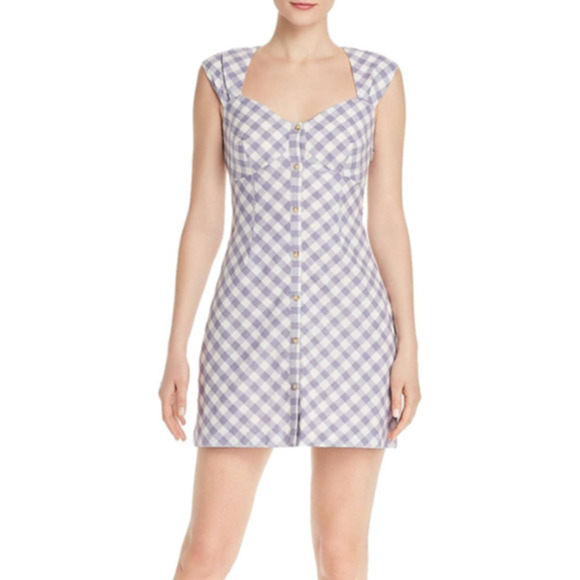 Saylor Hadleigh Gingham Blue White Mini Dress XS - Picture 15 of 15
